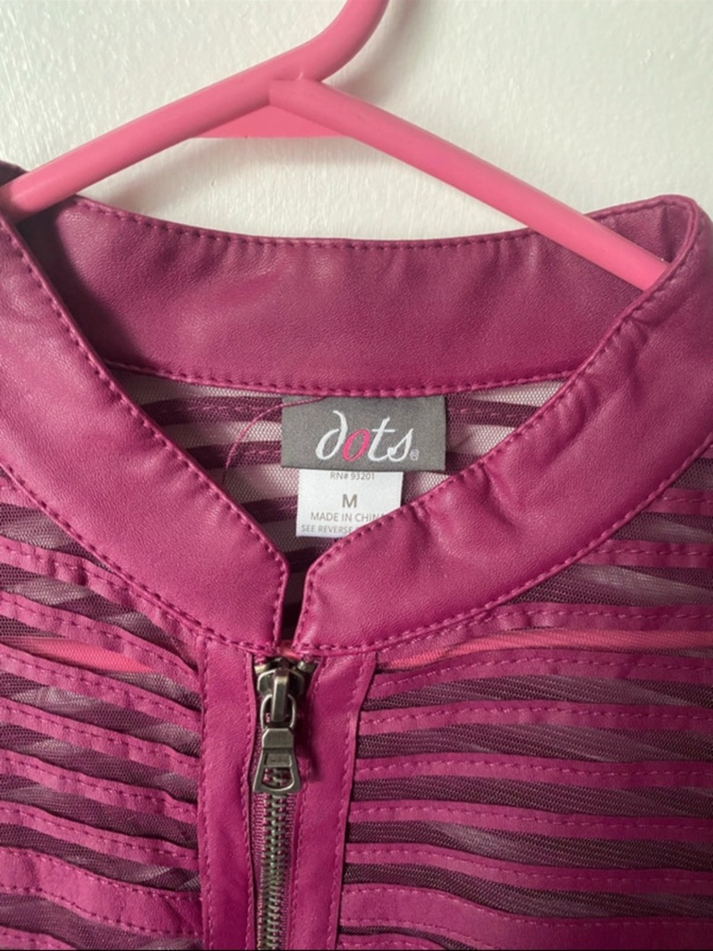 Dots Fuchsia Layered-Stripe Zip Jacket